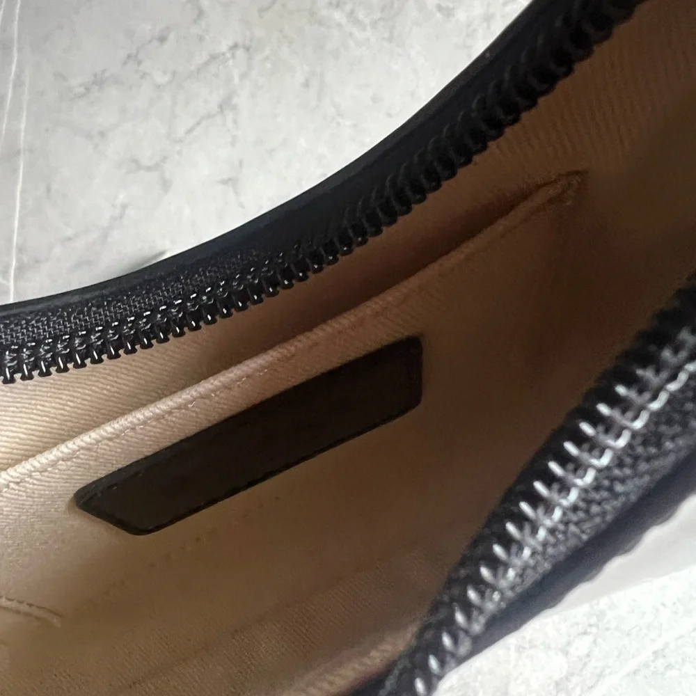 BY FAR Ladies Baby Amber Black Semi Patent Leather Shoulder Bag